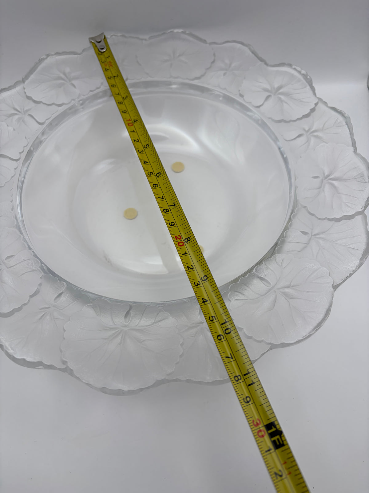 Lalique Clear Glass Floral Scalloped Rim Round Decorative Bowl 10.8