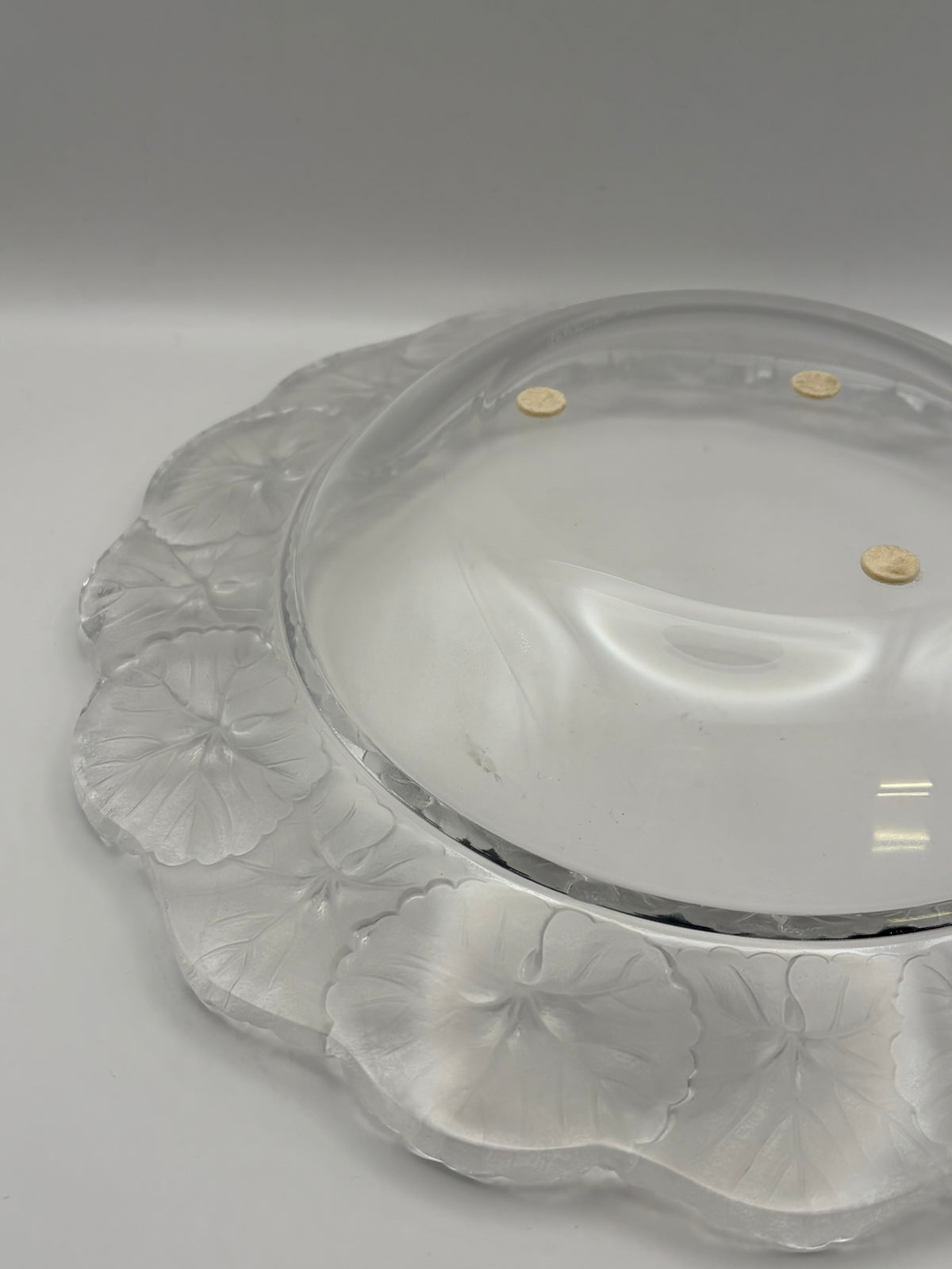Lalique Clear Glass Floral Scalloped Rim Round Decorative Bowl 10.8