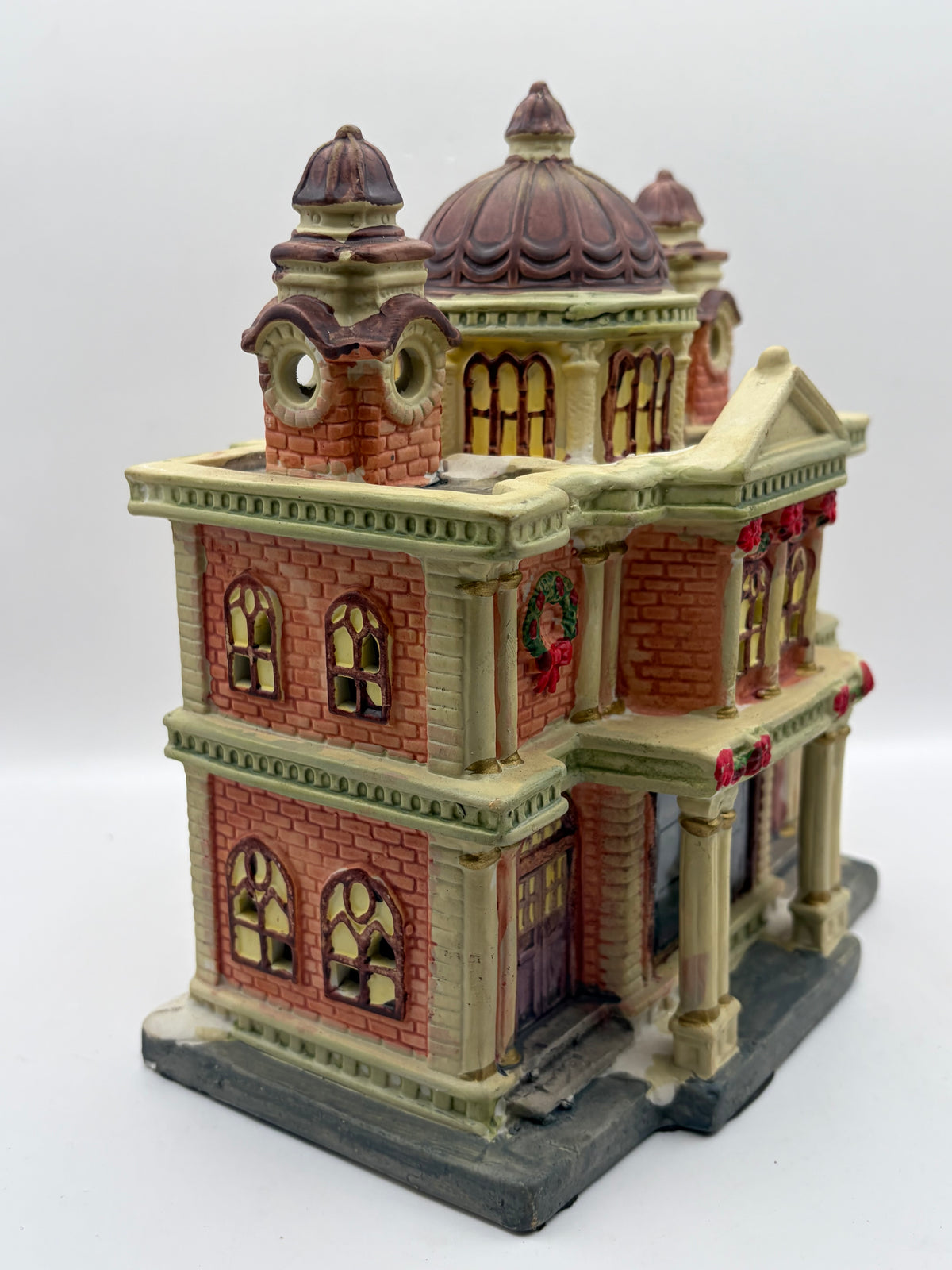 Ceramic Christmas Village House Building, Painted 3D Effect, Multicolor 8x6x4"