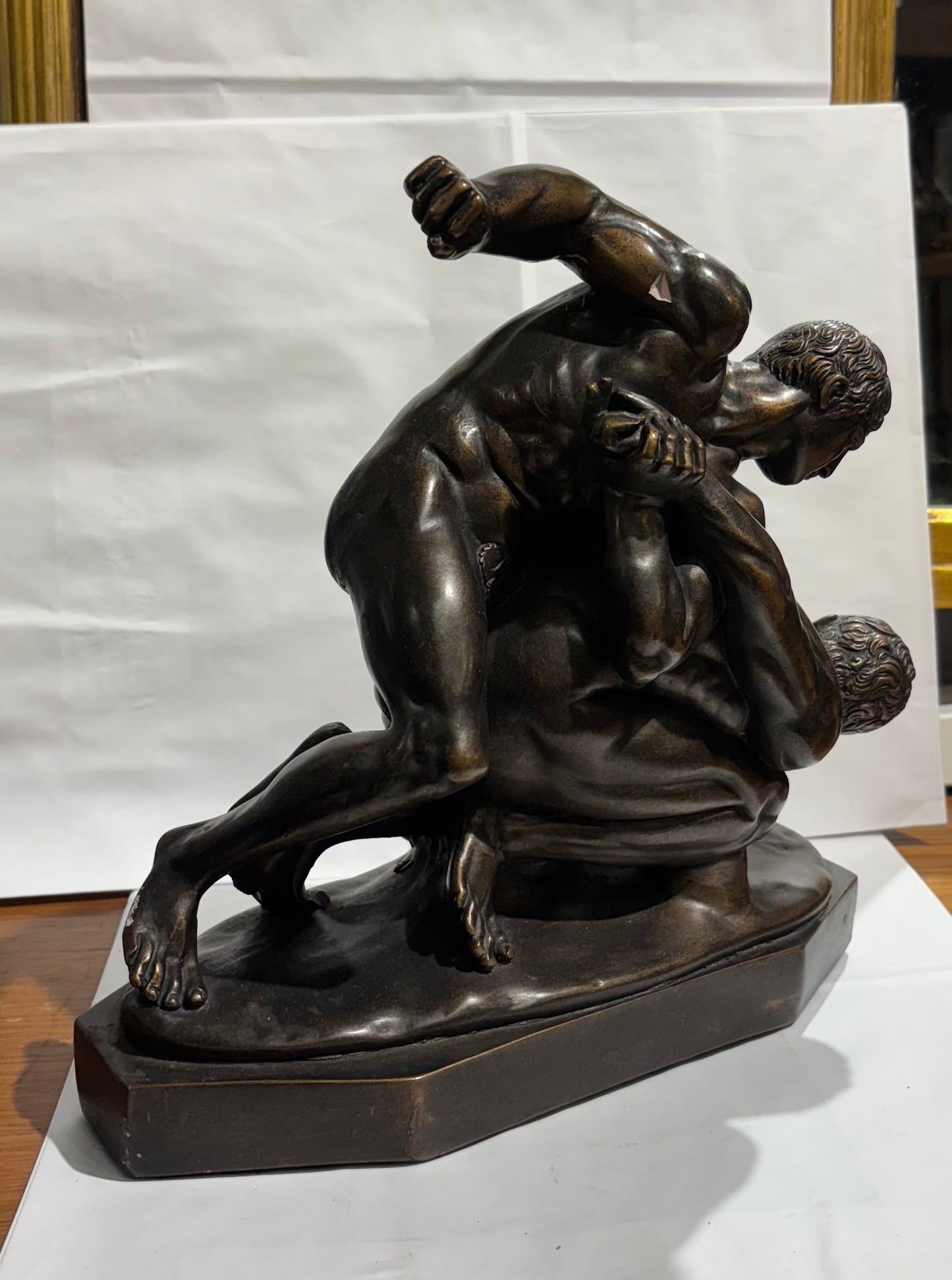 Vintage Austin Productions 1969 Bronze Sculpture, The Wrestlers signed