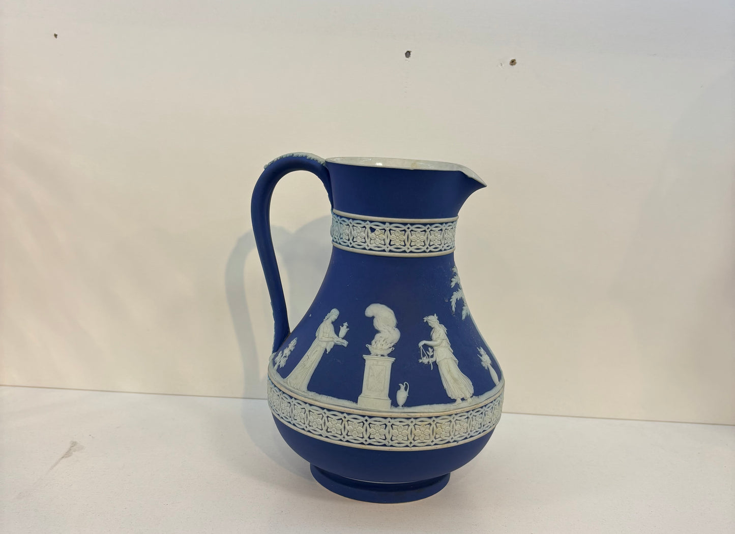 Royal Dark Blue Wedgwood Jasperware Dipped Water Pitcher