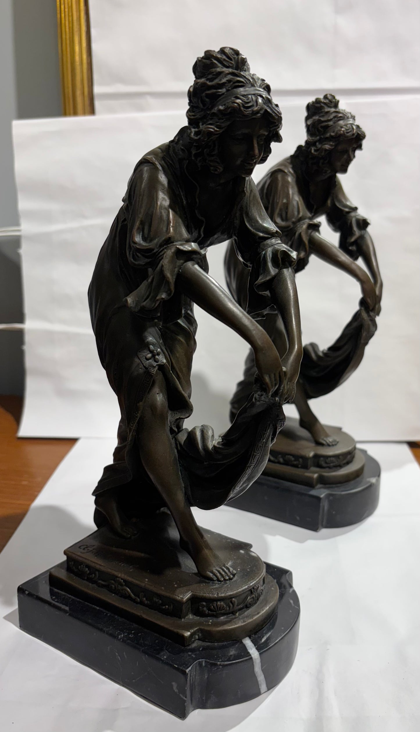 C J R Colinet Signed Bronze pair of Dancer’s figurine