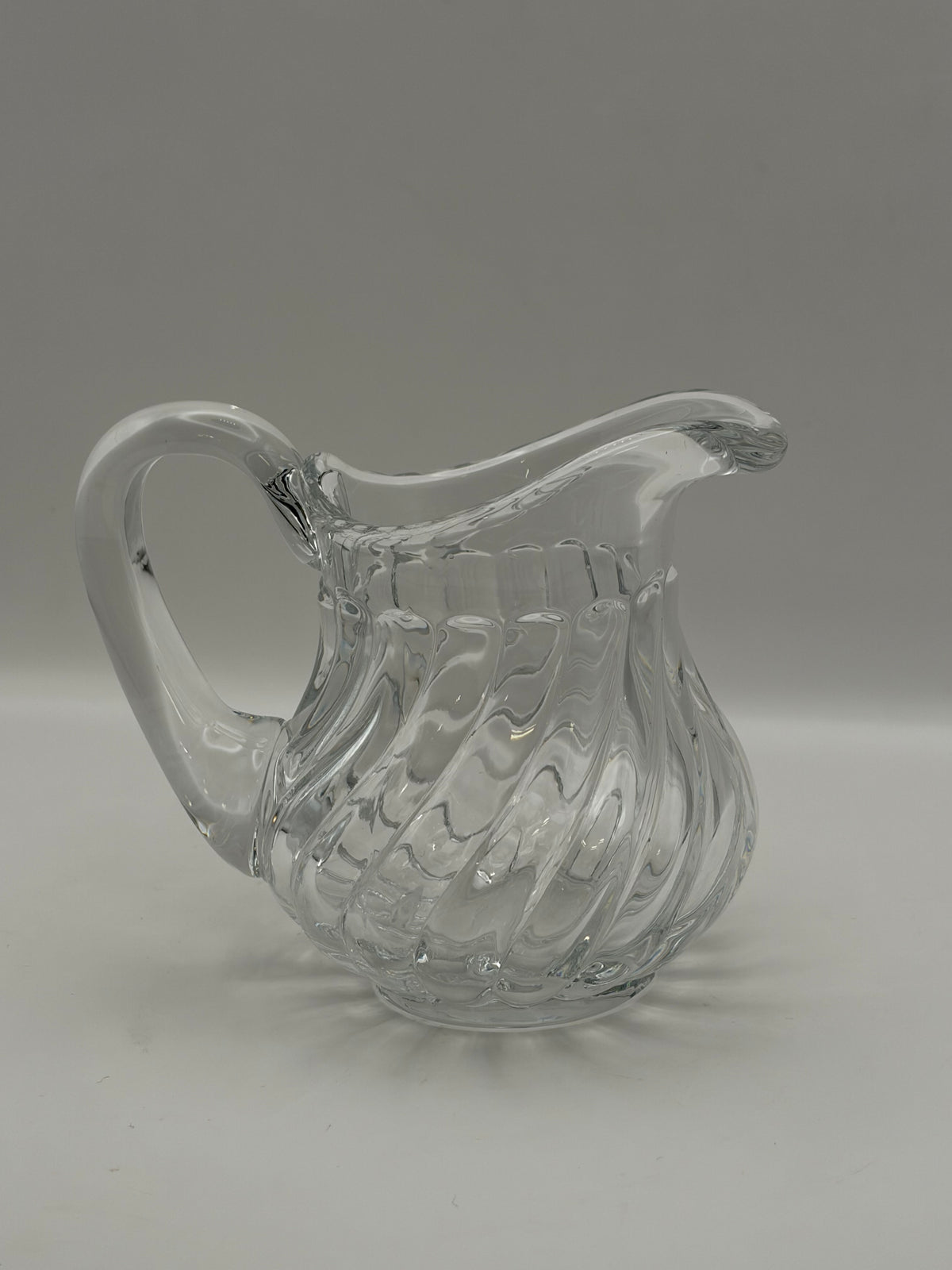 Clear Swirl Glass Creamer Pitcher With Handle 10 oz 5 in x 4 in